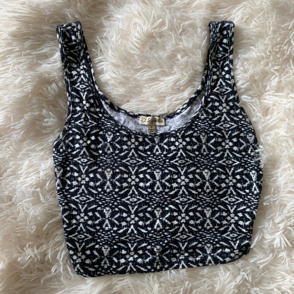 Lily white print crop top small
